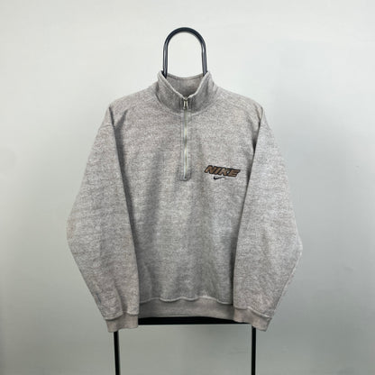 90s Nike 1/4 Zip Sweatshirt Brown Small