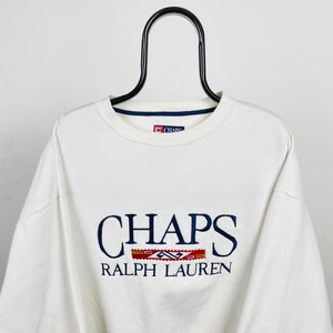 Retro Chaps Ralph Lauren Sweatshirt White Large – Clout Closet