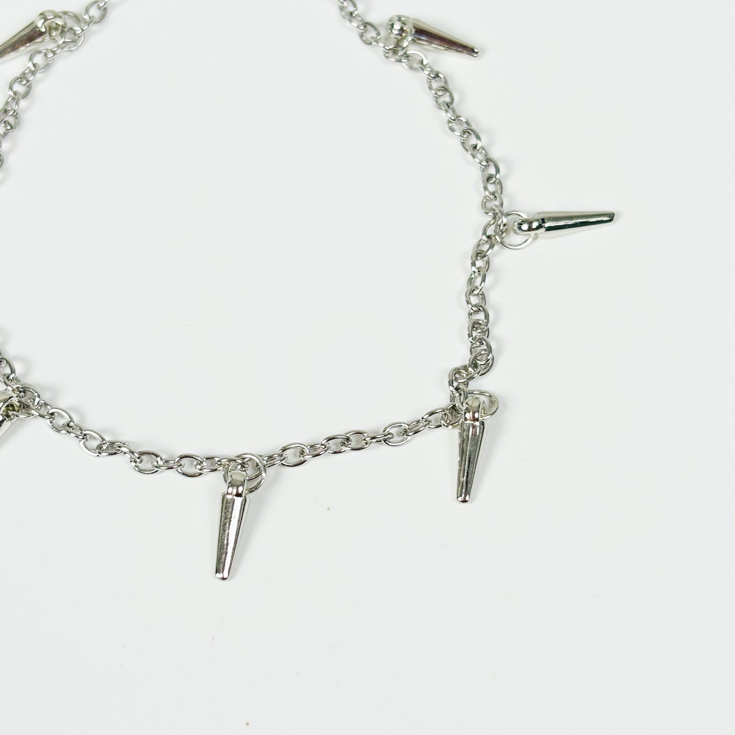 Vintage Spike Charm Necklace Silver