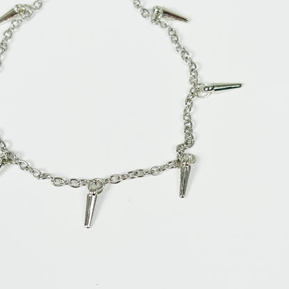 Vintage Spike Charm Necklace Silver