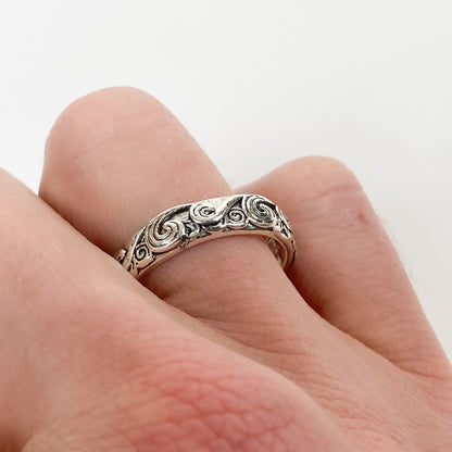 Retro Vintage Curly Wave Ring Silver