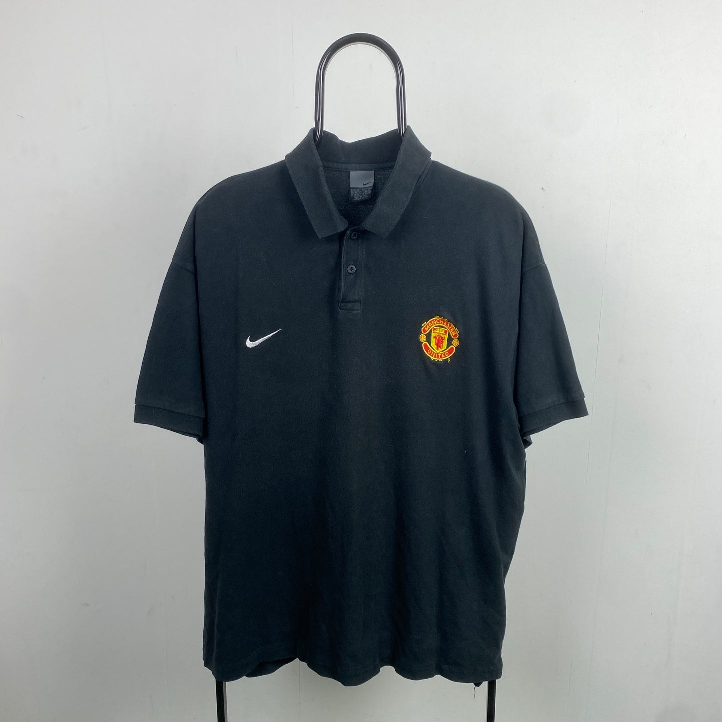 00s Nike Manchester United Polo Shirt T-Shirt Black XL