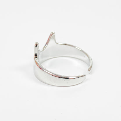 Retro Adjustable Cat Ring Silver