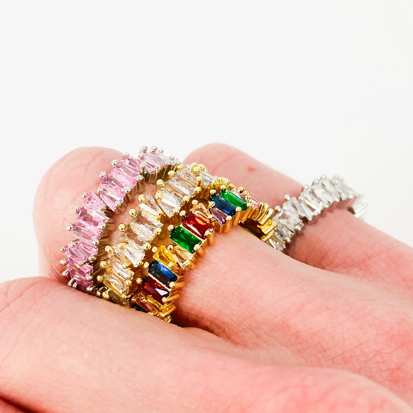 Retro Prism Gemstone Band Ring Gold