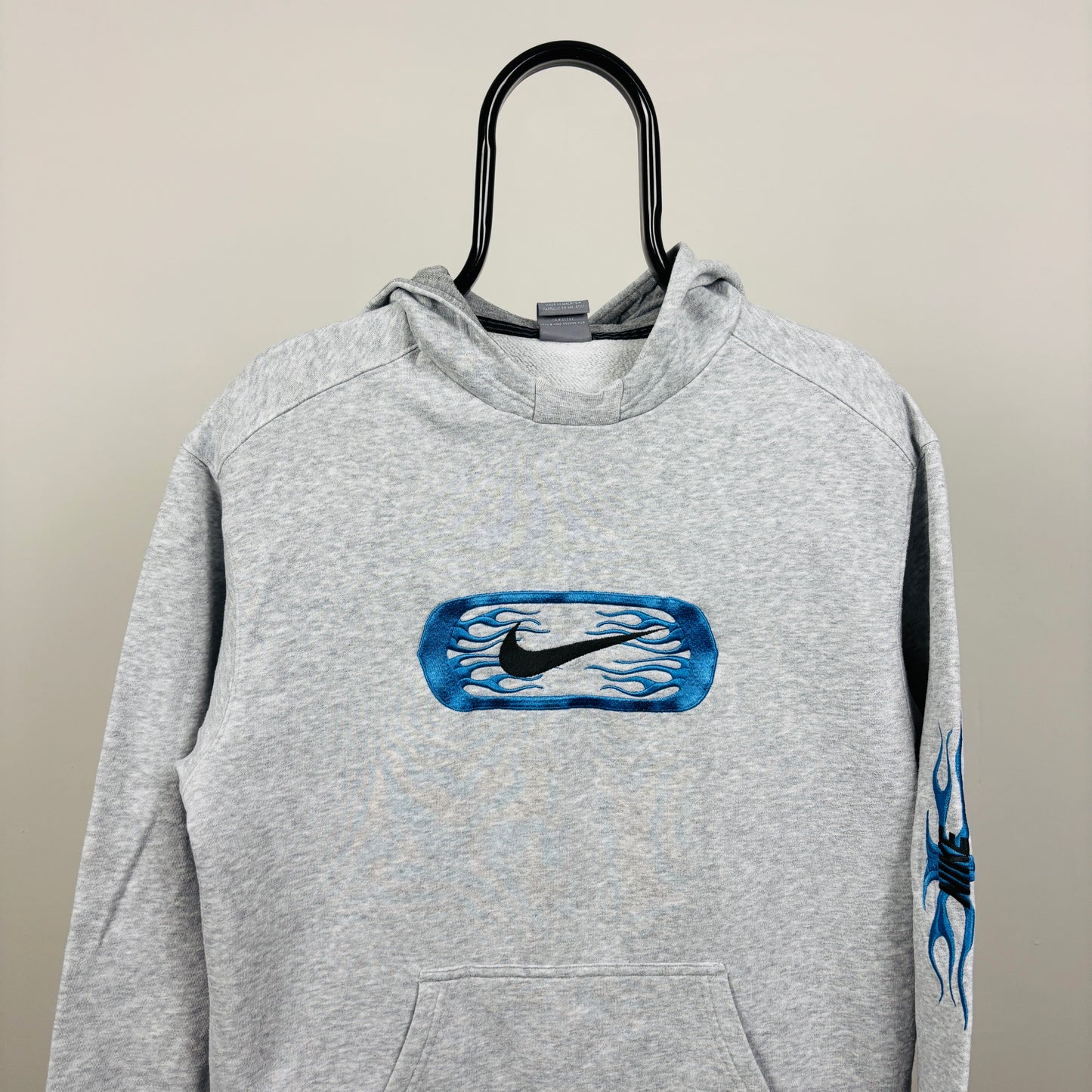 00s Nike Flame Hoodie Grey Small