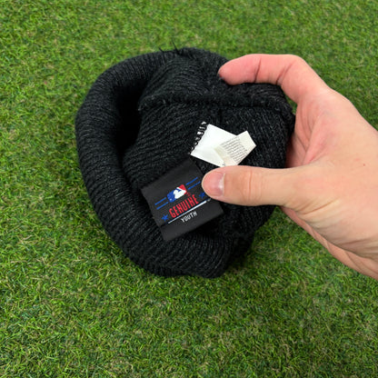 90s New York Yankees Beanie Hat Black