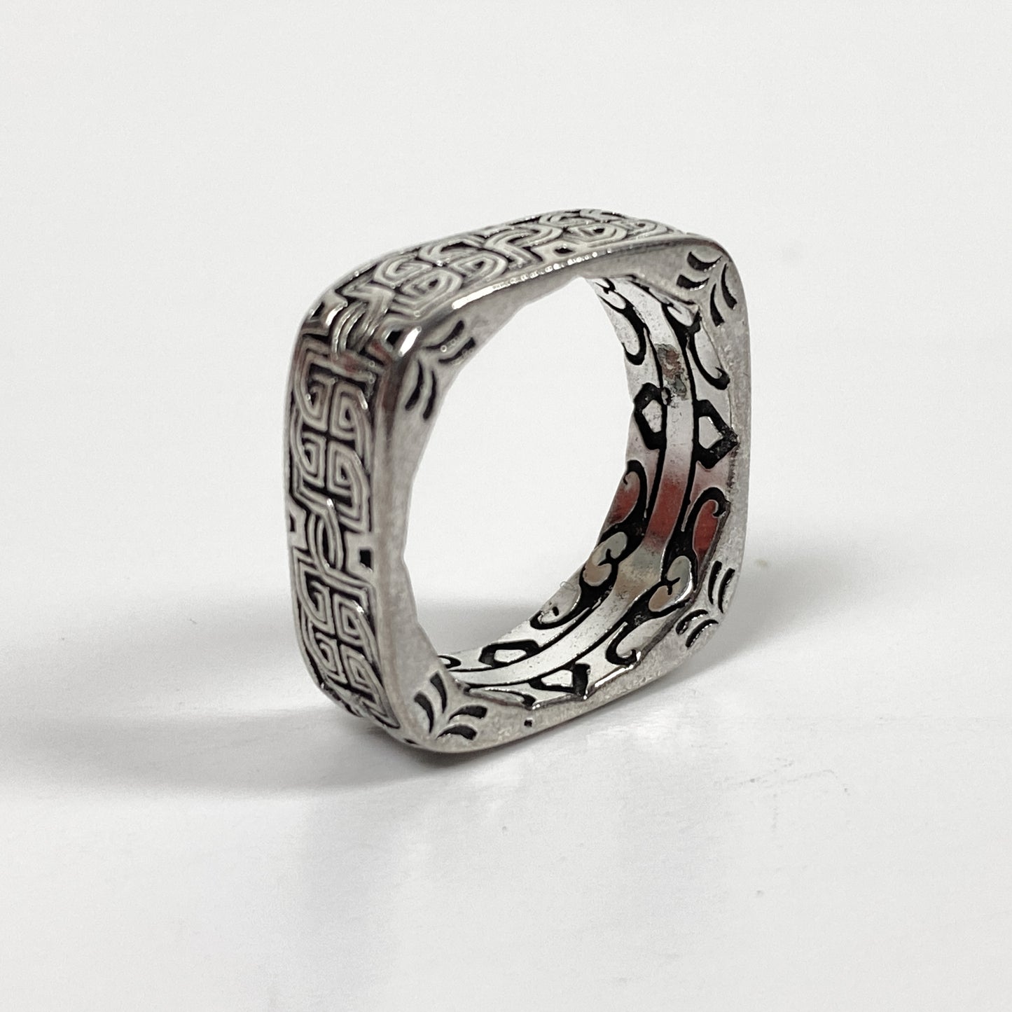 Retro Vintage Celtic Square Ring Silver