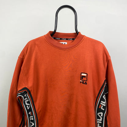 90s Fila Sweatshirt Orange Medium