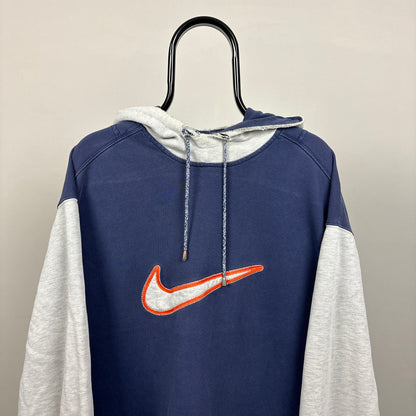 90s Nike Hoodie Blue Large