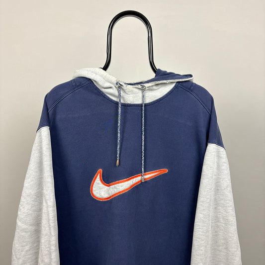 90s Nike Hoodie Blue Large