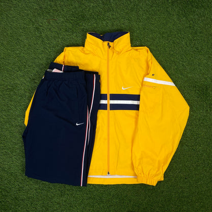 90s Nike Piping Tracksuit Jacket + Joggers Set Orange Small