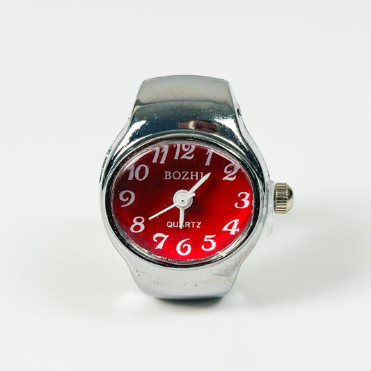 Retro Oval Watch Ring Adjustable Red