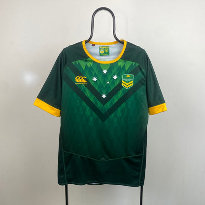 Retro Canterbury Australia Rugby Shirt T-Shirt Yellow Large