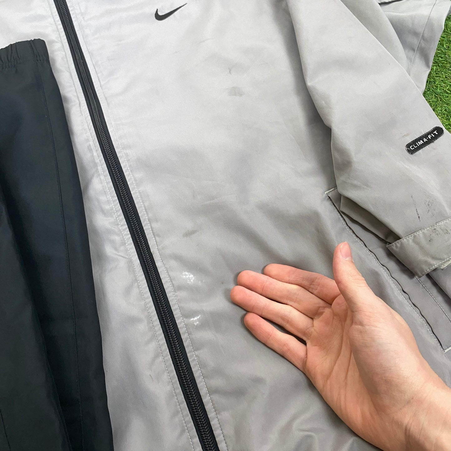 00s Nike Clima-Fit Tracksuit Jacket + Joggers Set Grey Large