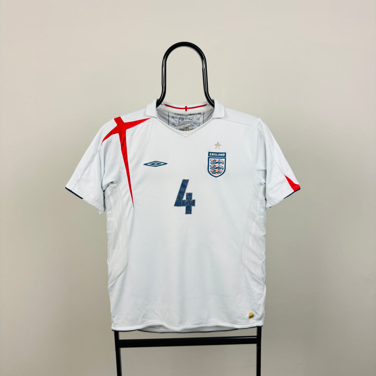 00s Umbro England Gerrard Football Shirt T-Shirt White Small/XS