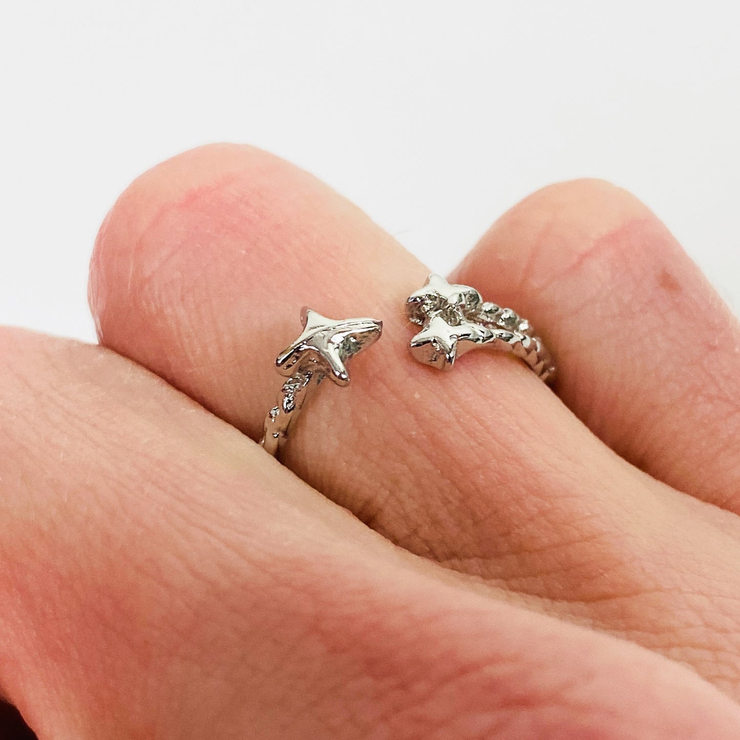 Retro Adjustable Shooting Star Ring Silver