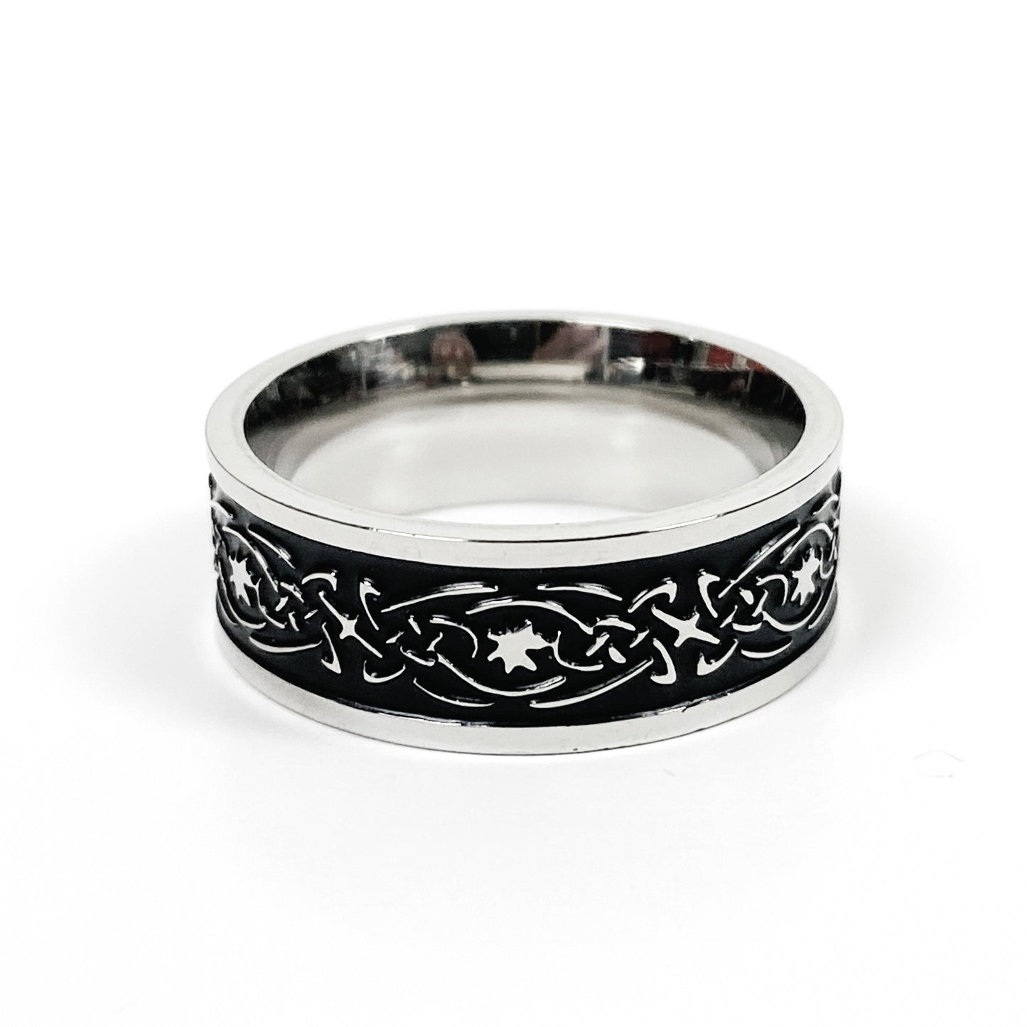 Retro Vintage Star Band Ring Silver