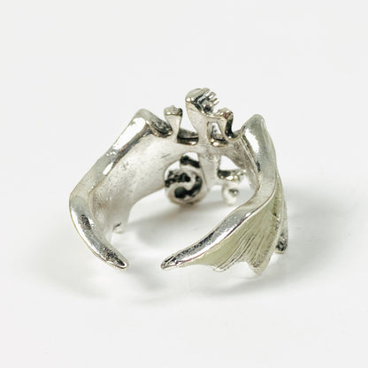 Adjustable Dragon Glow Ring Silver
