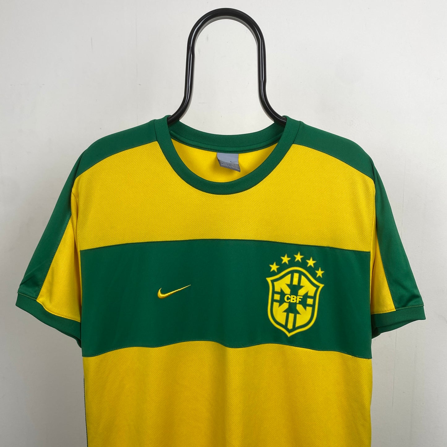 00s Nike Brazil Football Shirt T-Shirt Yellow Large