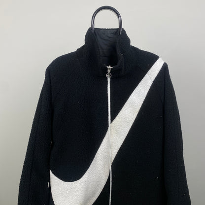 00s Nike Reversible Fleece Coat Jacket Black Medium