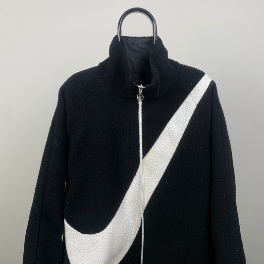 00s Nike Reversible Fleece Coat Jacket Black Medium