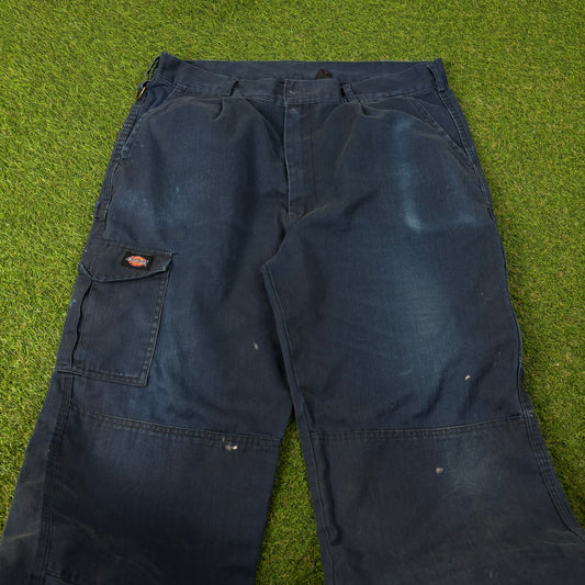 00s Dickies Painters Workwear Trousers Joggers Blue XL 38R