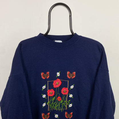 Retro Butterfly Sweatshirt Blue Small/Medium