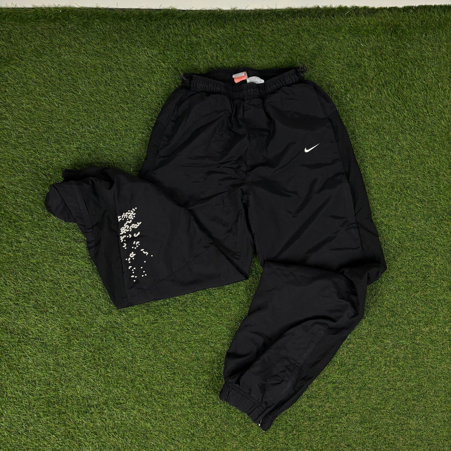 00s Nike Piping Windbreaker Jacket + Joggers Set Black Medium
