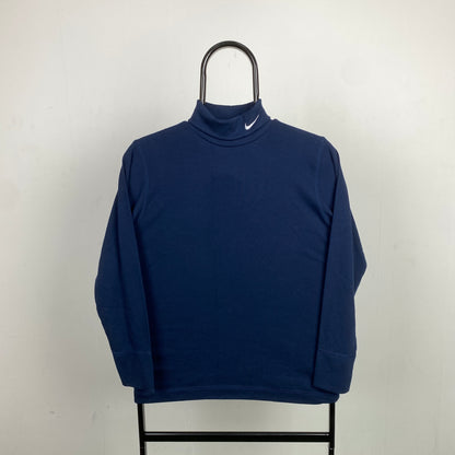 00s Nike Roll Neck Sweatshirt Blue XS