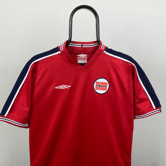 Retro Umbro Norway Football Shirt T-Shirt Red Small