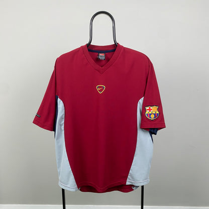 90s Nike Barcelona Football Shirt T-Shirt Red Large