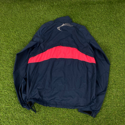 00s Nike Piping Windbreaker Jacket + Joggers Set Blue Small