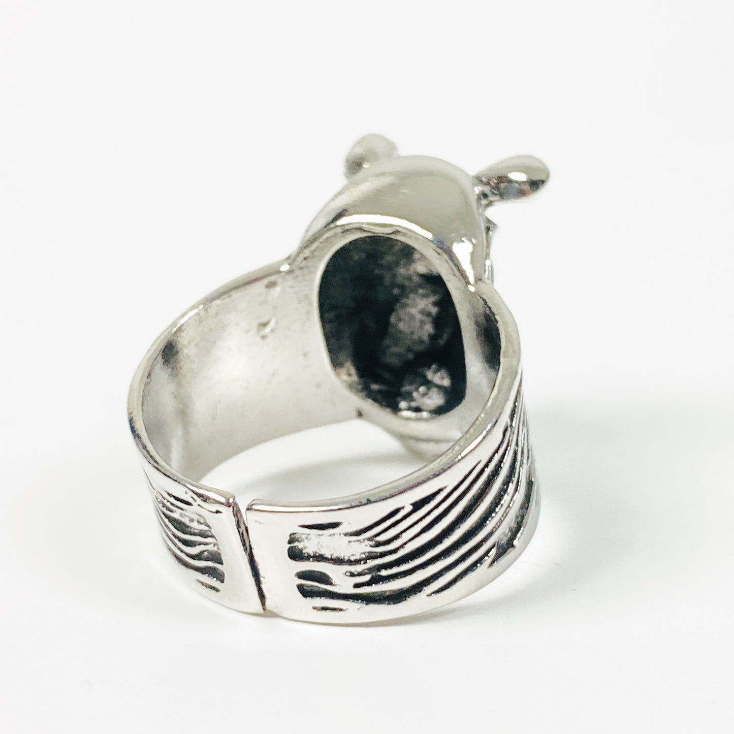 Adjustable Vintage Rhino Ring Silver