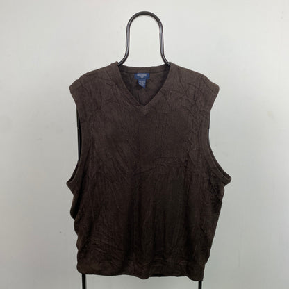 Retro Knitted Sweater Vest Sweatshirt Brown XXL