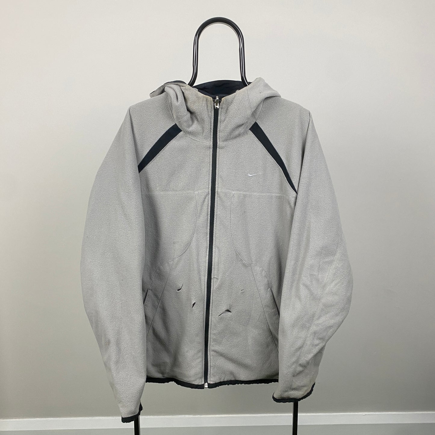 00s Nike Reversible Fleece Coat Jacket Blue Medium