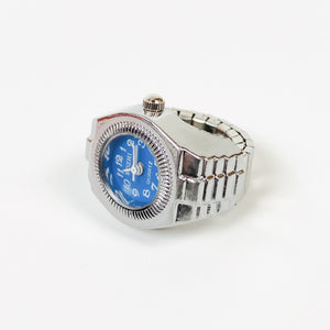 Retro Adjustable Watch Ring Silver White Blue