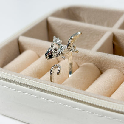 Adjustable Mini Dragon Ring Silver