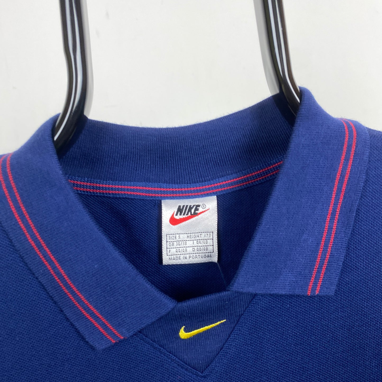 90s Nike Barcelona Collared Football Shirt T-Shirt Blue Small