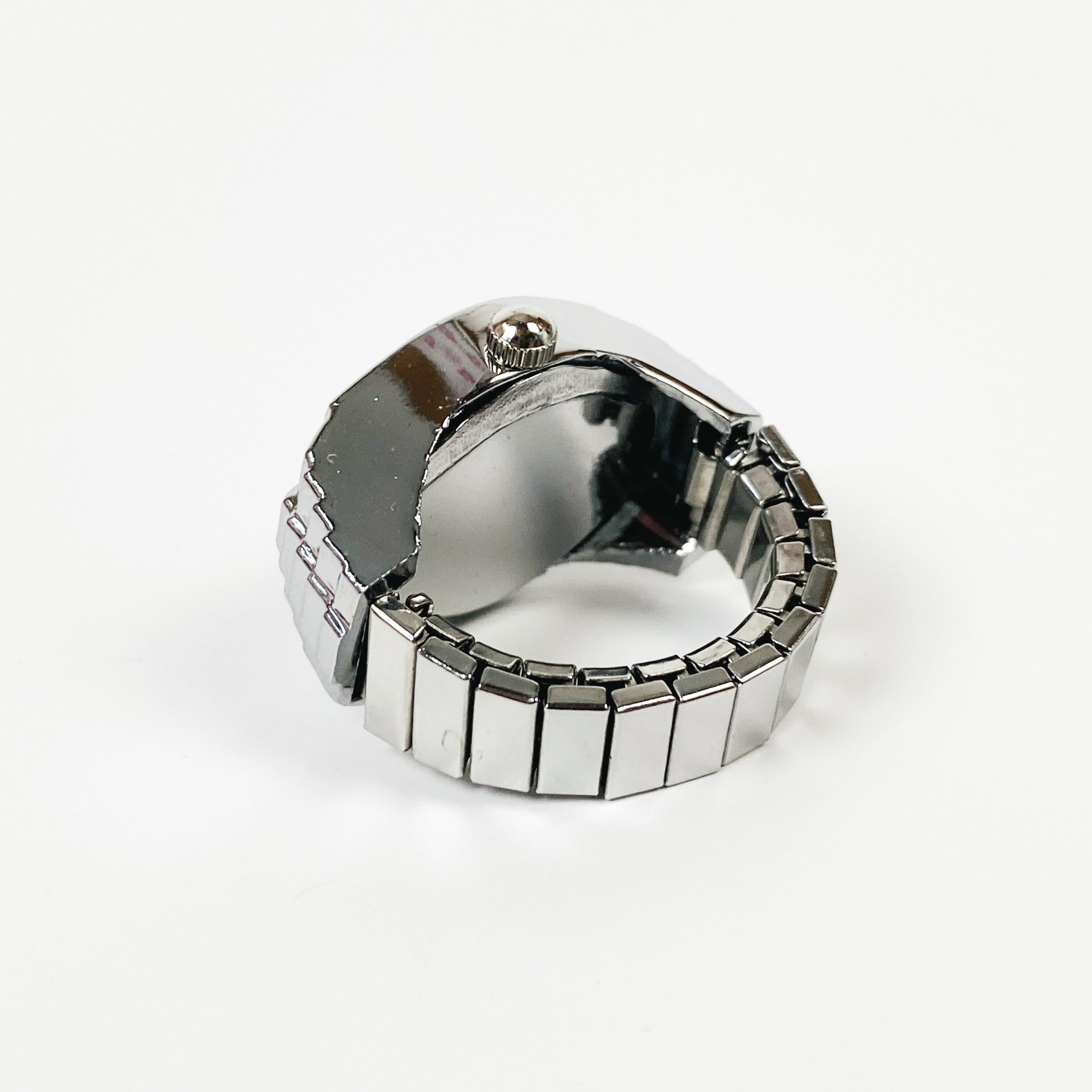 Retro Adjustable Watch Ring Silver White Blue
