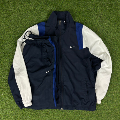 00s Nike Windbreaker Jacket + Joggers Set Blue Medium