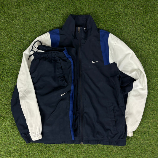 00s Nike Windbreaker Jacket + Joggers Set Blue Medium