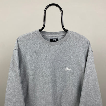 Retro 00s Stussy Sweatshirt Grey Large