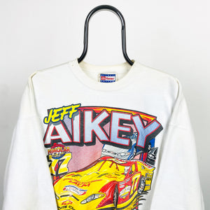 Retro Nascar Jeff Aikey Sweatshirt White Large