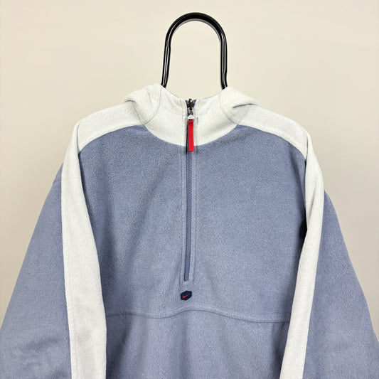 90s Nike Reversible Tn Hex Fleece Coat Jacket Blue XL