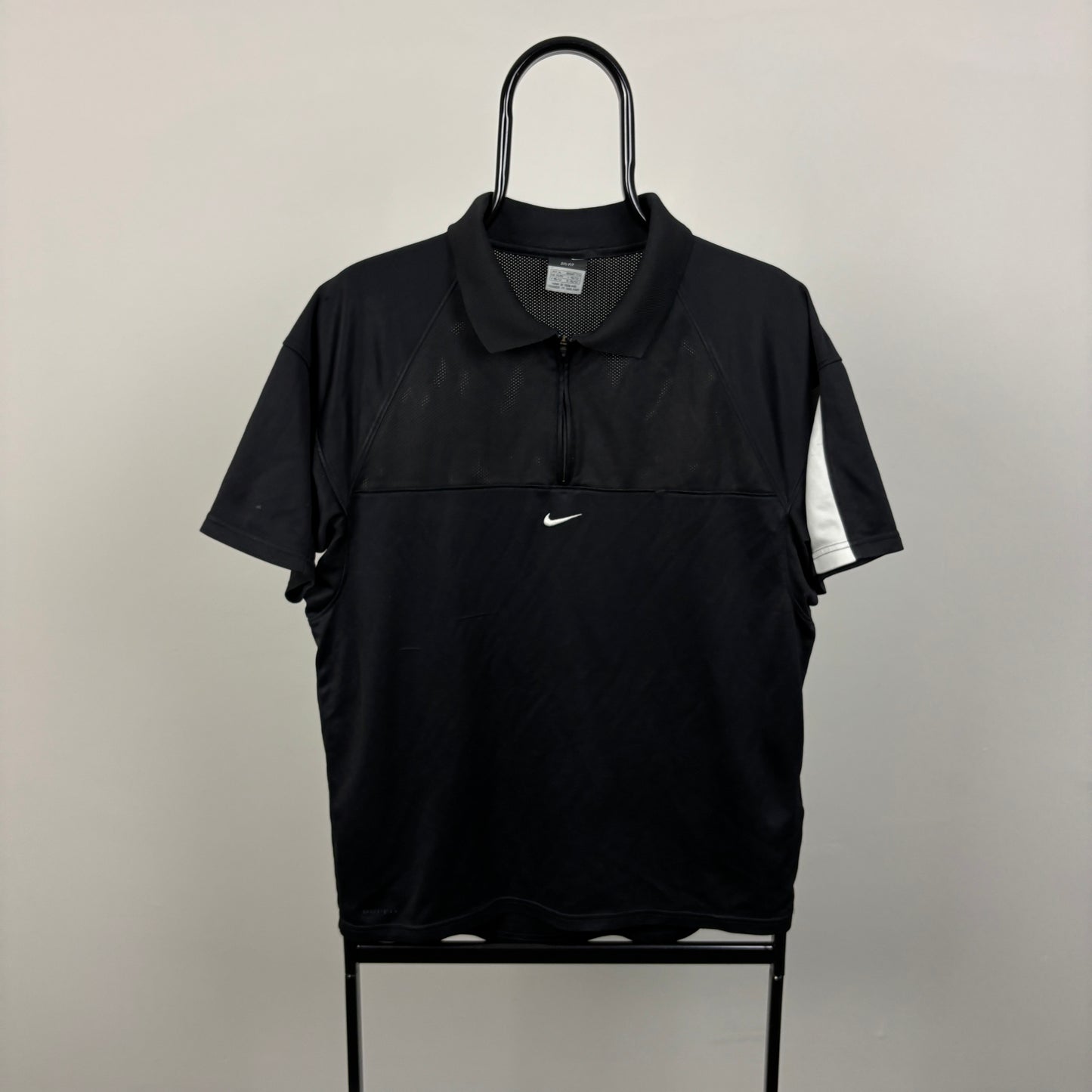 00s Nike Golf 1/4 Zip Polo Shirt T-Shirt Black Medium
