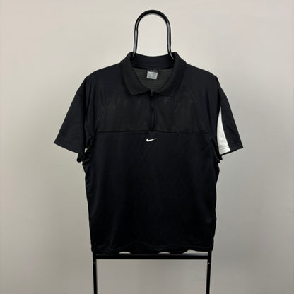 00s Nike Golf 1/4 Zip Polo Shirt T-Shirt Black Medium
