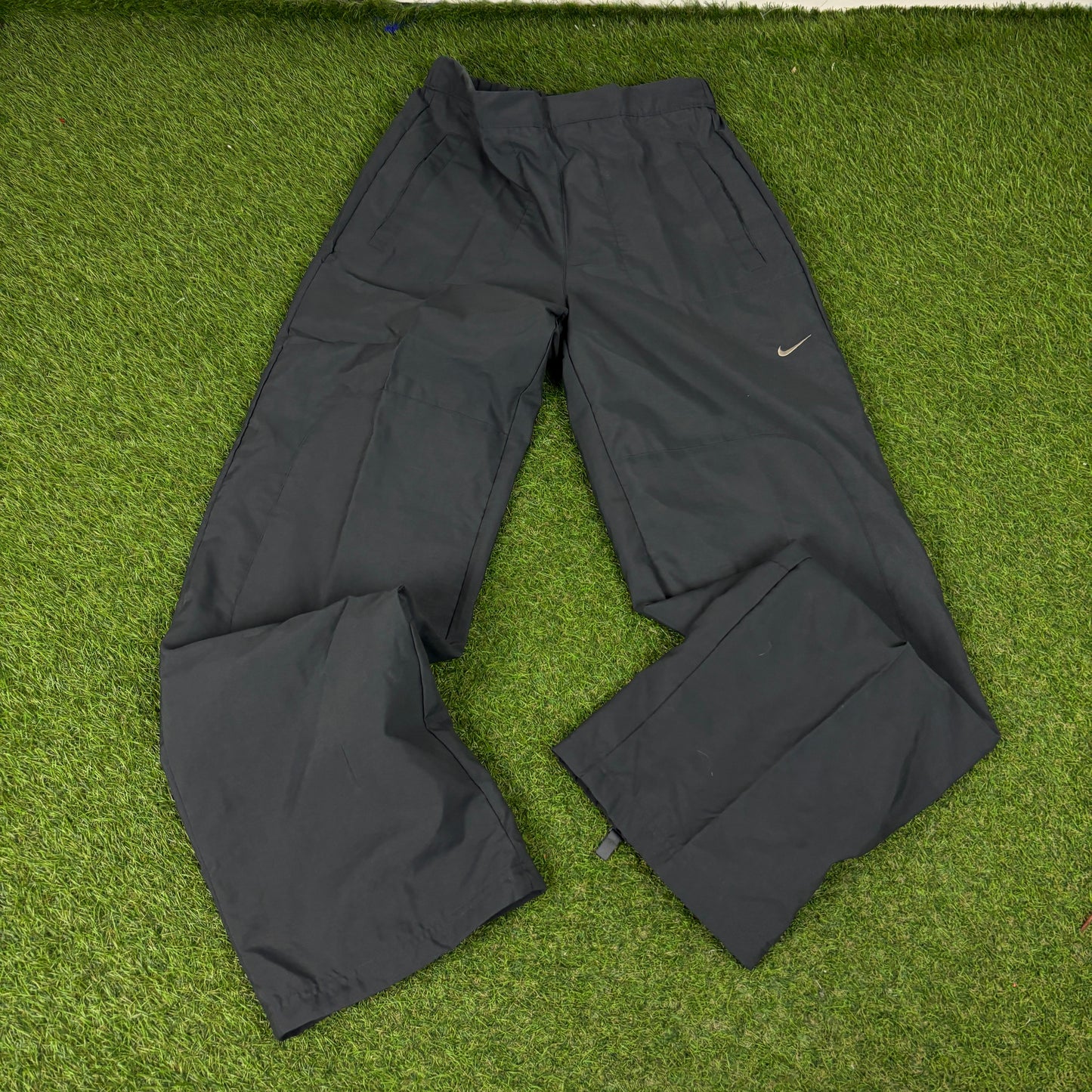 00s Nike Reflective Piping Windbreaker Jacket + Joggers Set Black Medium