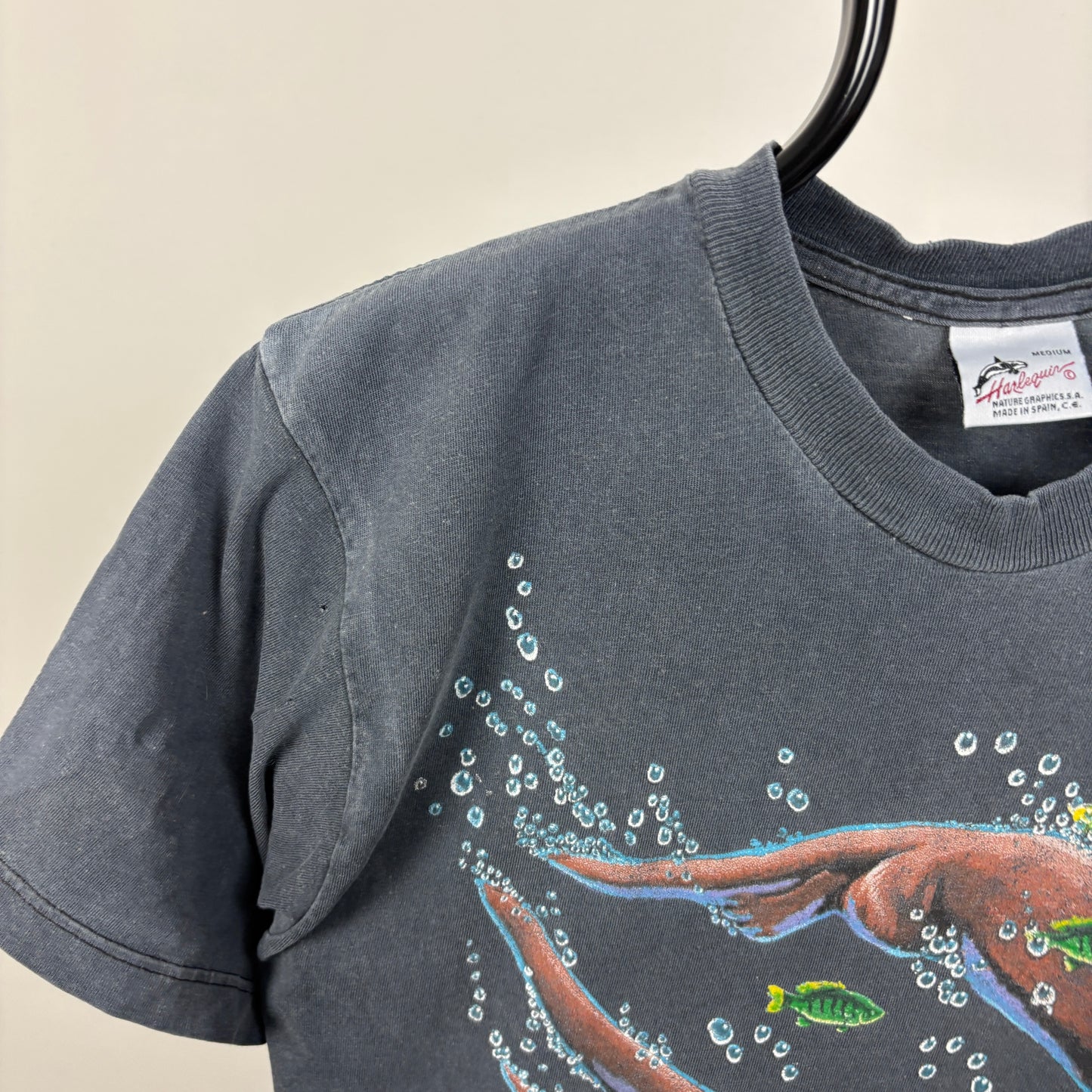 90s Harlequin Otter T-Shirt Black Medium