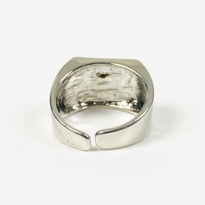 Adjustable Chunky Star Ring Silver Black