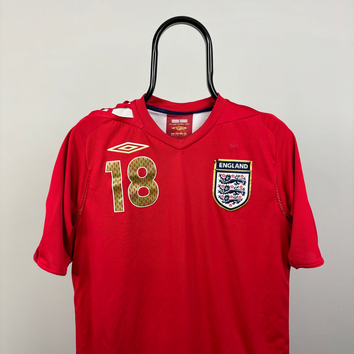 00s Umbro England Carrick Football Shirt T-Shirt Red Small